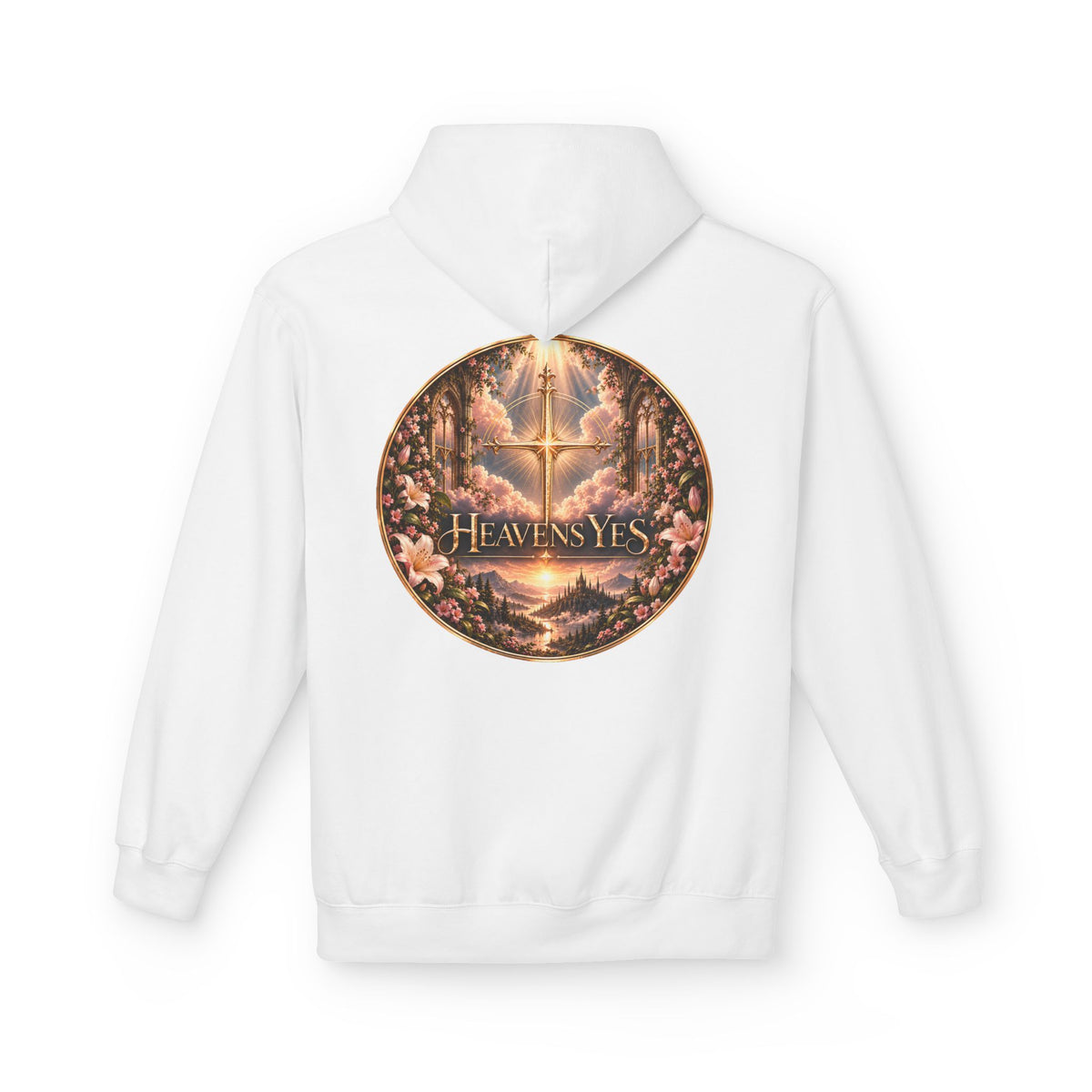 Heavens Yes Christian Hoodie Plumeria Floral Cross Hoodie Women's Faith Sweatshirt Christian Gift Religious Hoodie Hell No Heavens Yes