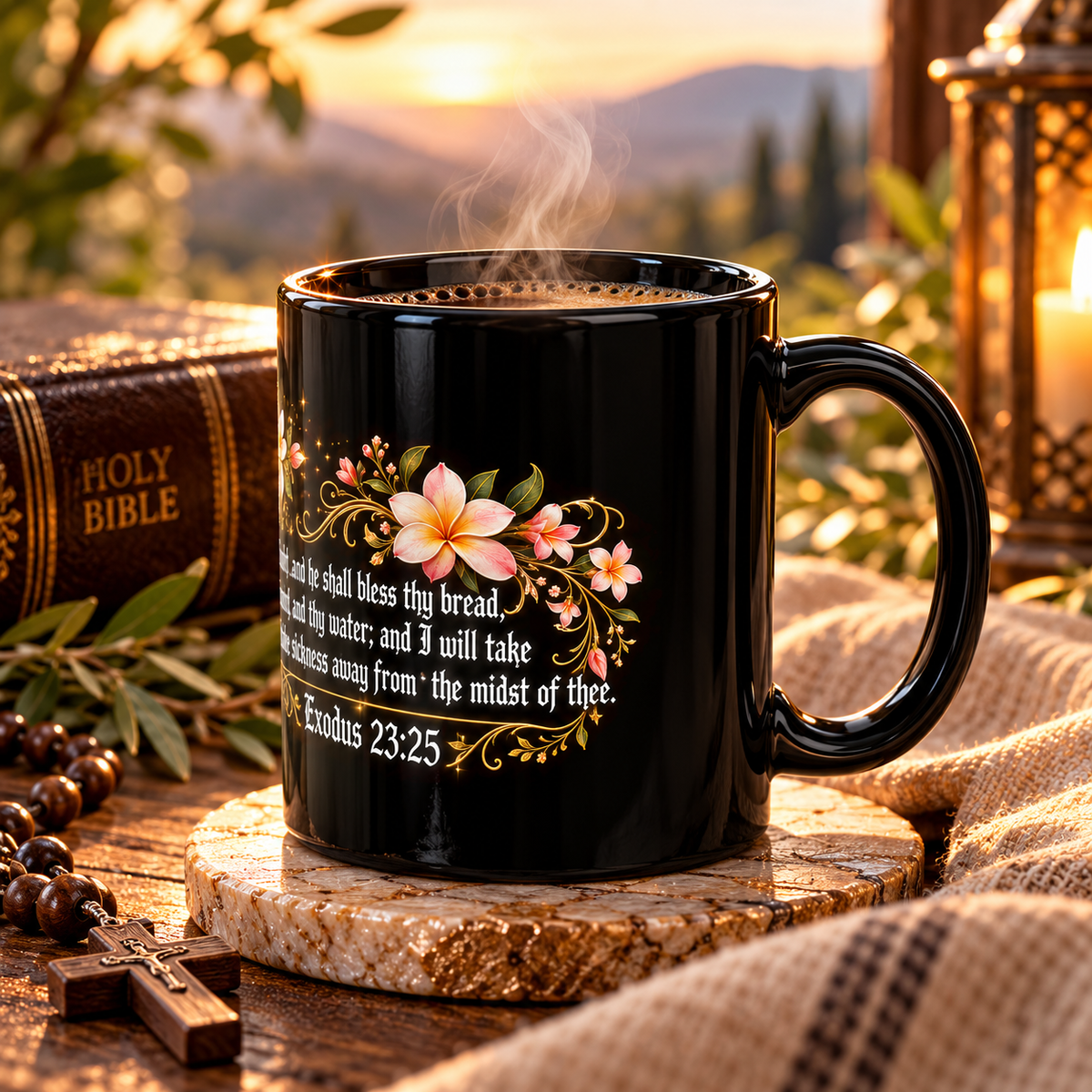 Exodus 23:25 Healing Scripture Mug Christian Gift for Healing Bible Verse Coffee Mug Divine Healing Prayer Gift Spiritual Get Well Soon