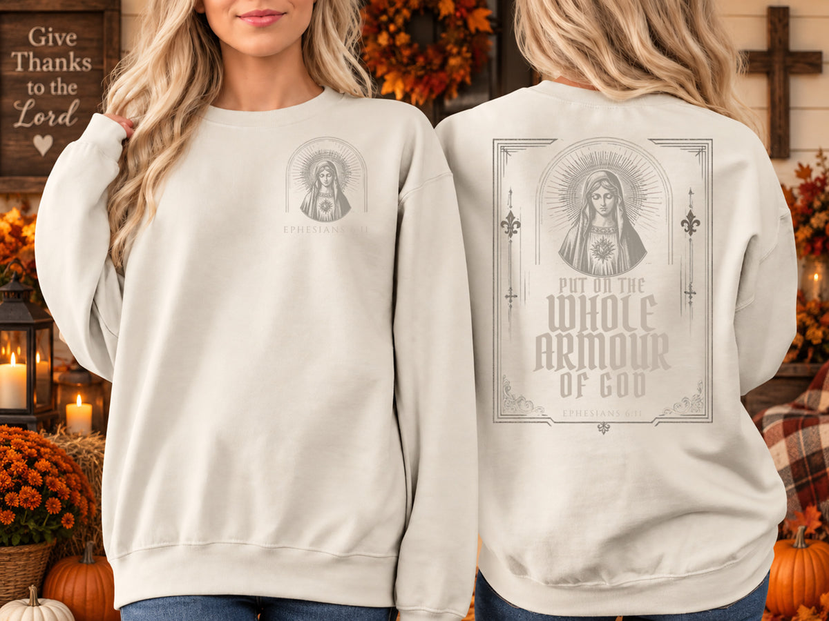 Armor of God Sweatshirt, Ephesians 6:11 Christian Halloween Sweatshirt, Bible Verse Crewneck, Spooky Season Christian Shirt, Faith Sweater