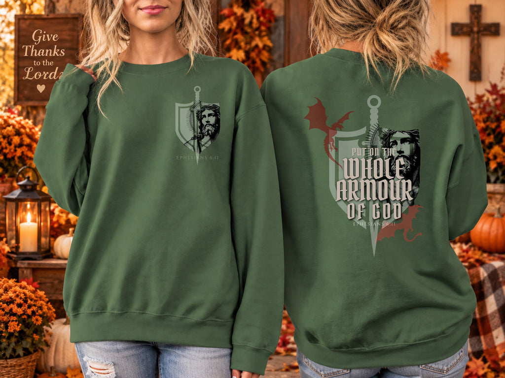 Armor of God Sweatshirt, Ephesians 6:11 Christian Halloween Sweatshirt, Bible Verse Crewneck, Spooky Season Christian Shirt, Faith Sweater