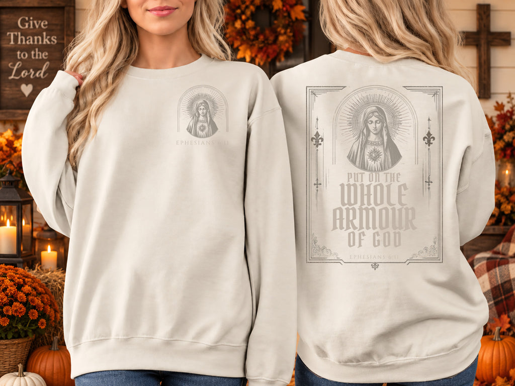 Armor of God Sweatshirt, Ephesians 6:11 Christian Halloween Sweatshirt, Bible Verse Crewneck, Spooky Season Christian Shirt, Faith Sweater