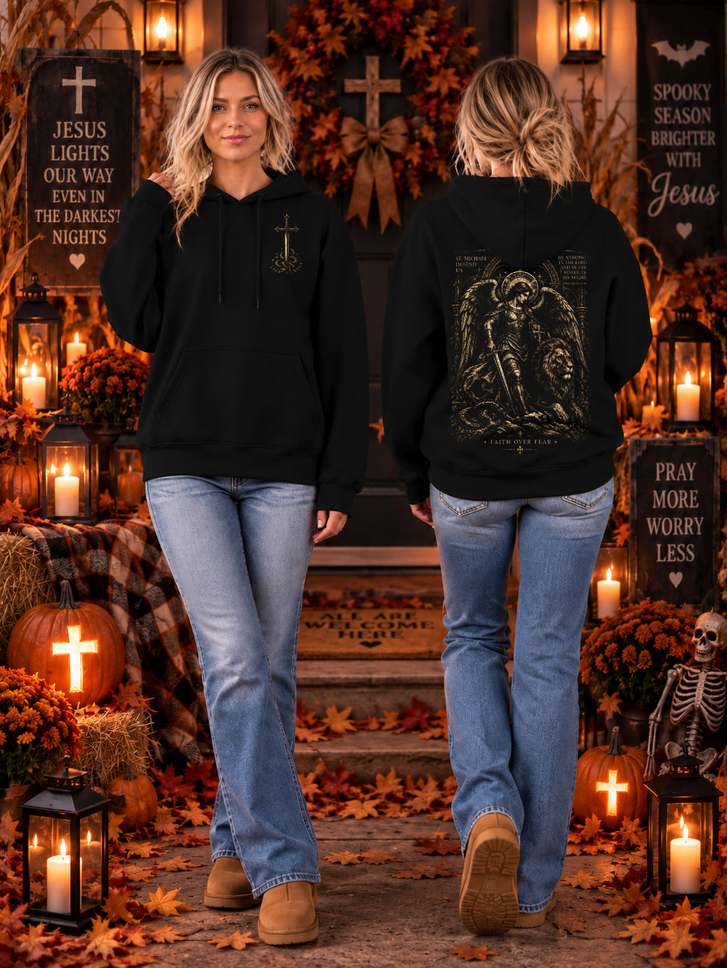Saint Michael Archangel Christian Hoodie Ephesians 6:10 Bible Verse Sweatshirt Faith Over Fear Spiritual Warfare Gift for Him Unisex